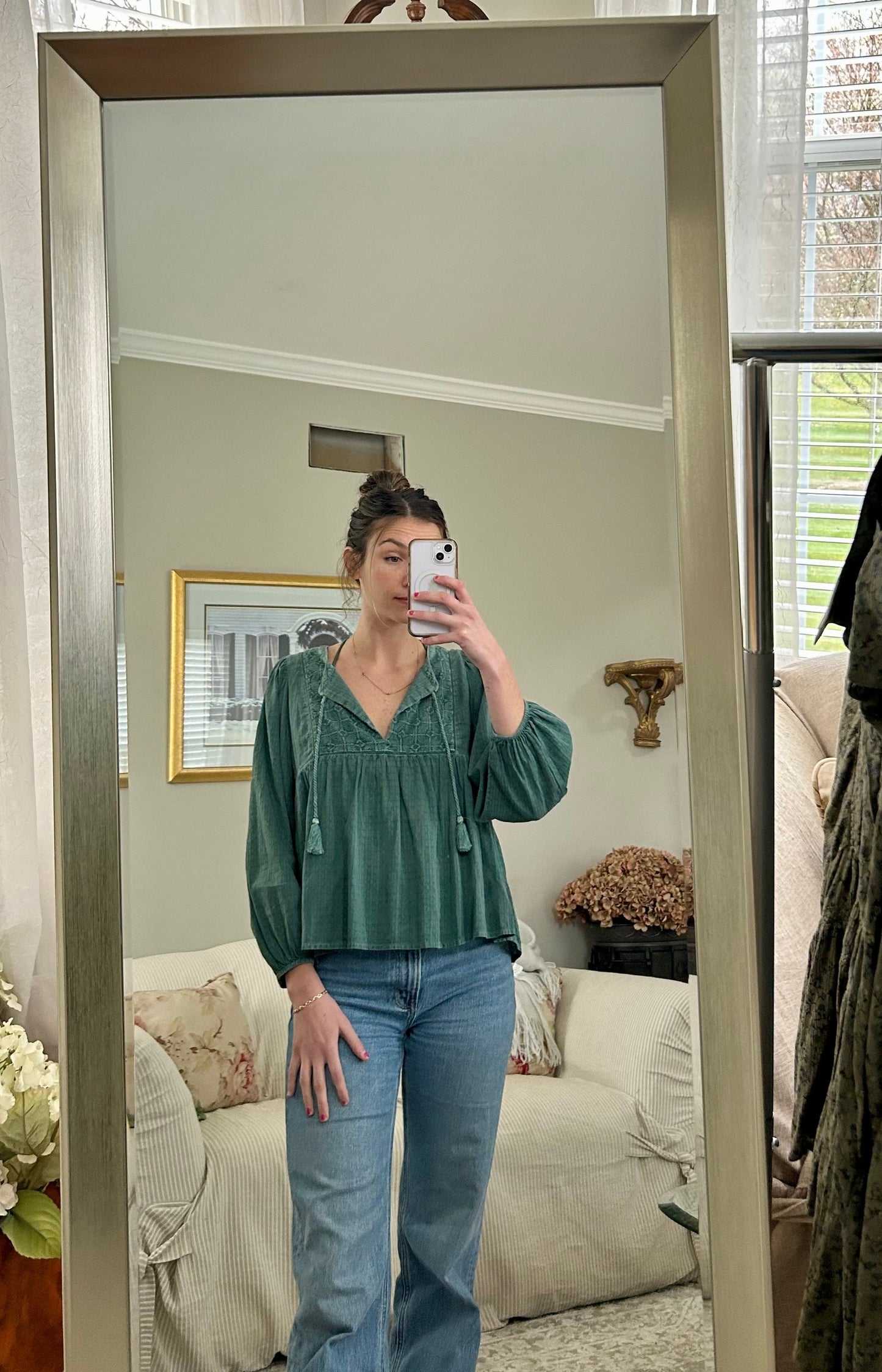 Long Sleeve Smock Blouse
