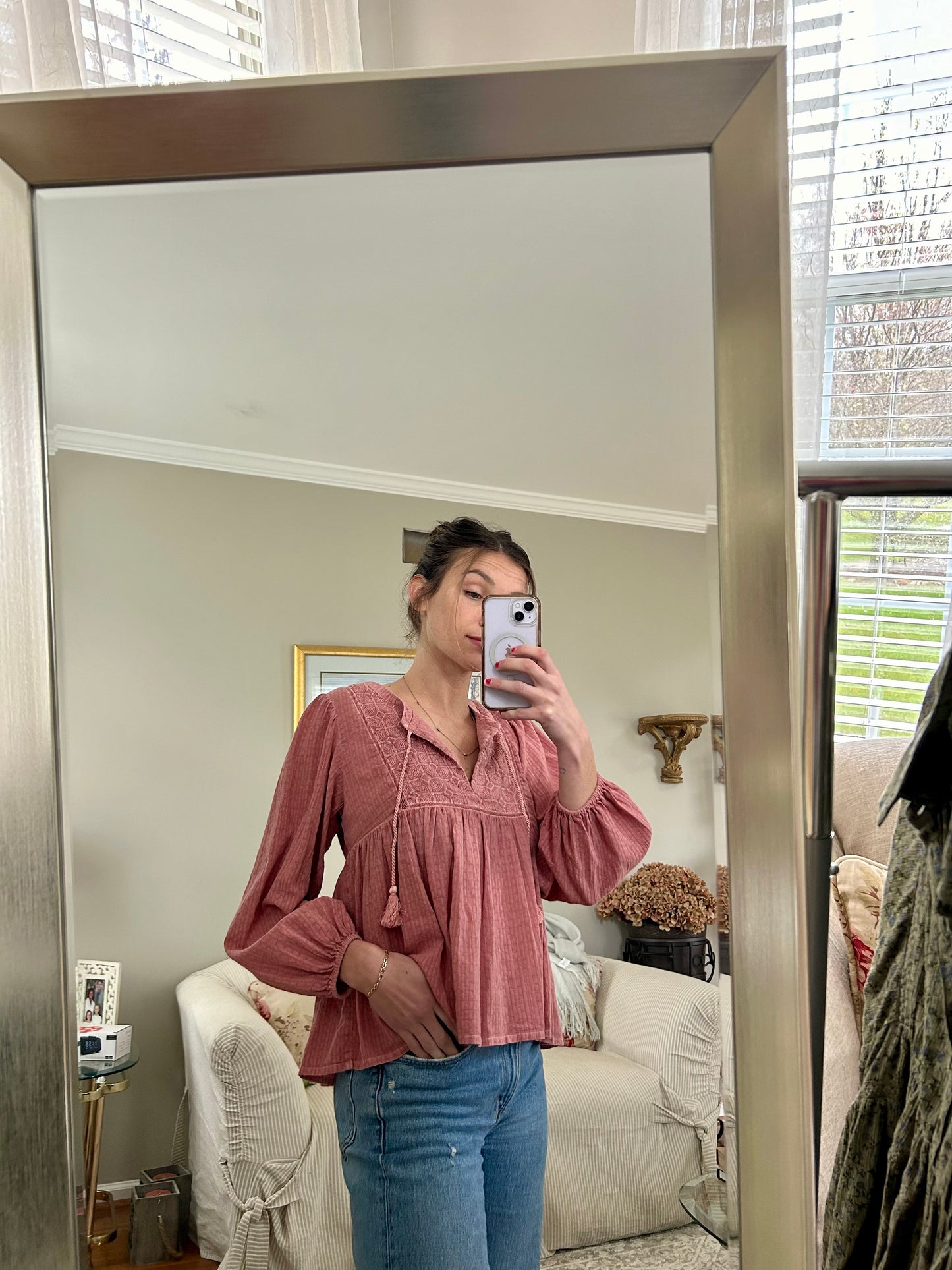 Long Sleeve Smock Blouse