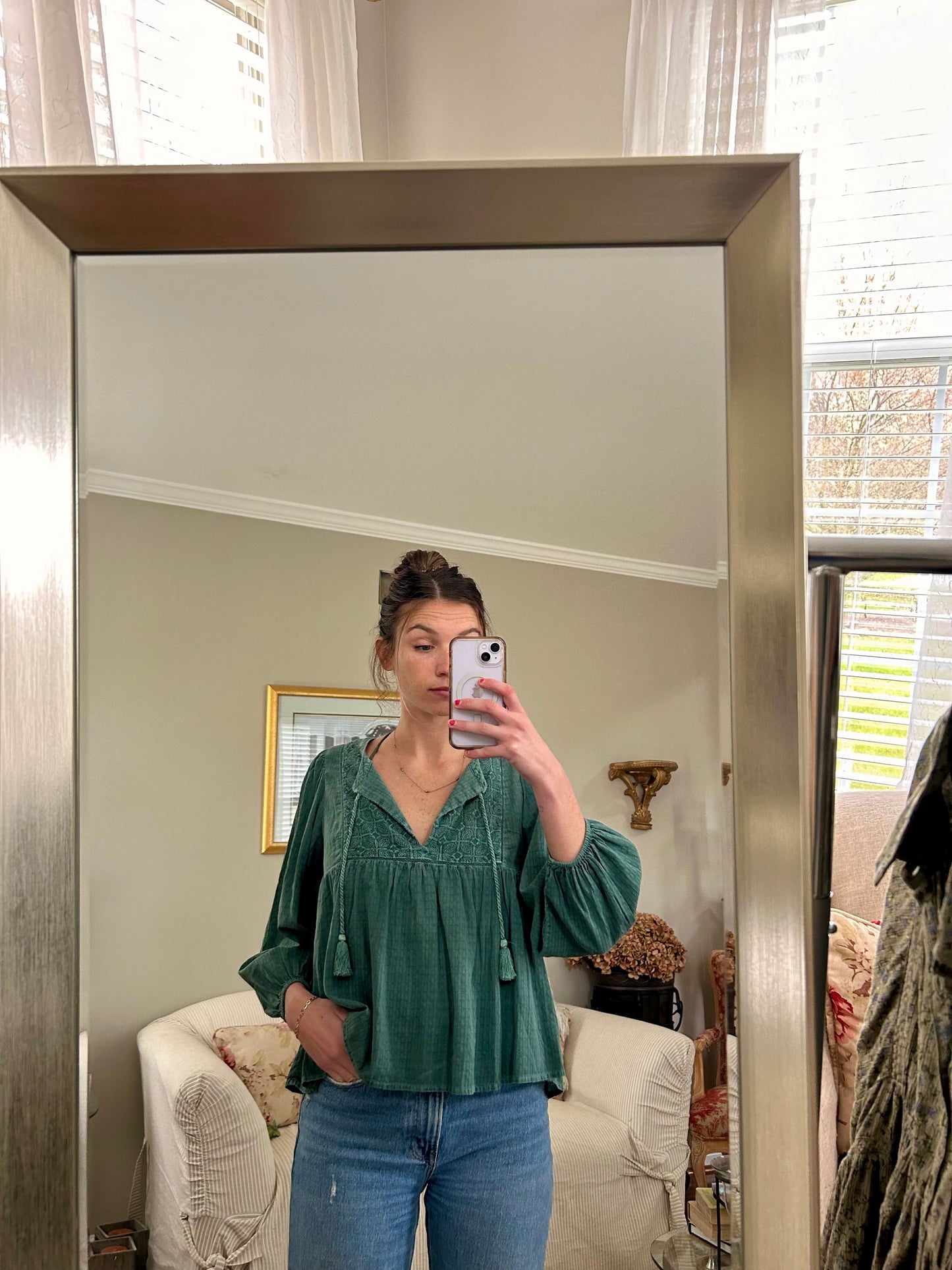 Long Sleeve Smock Blouse