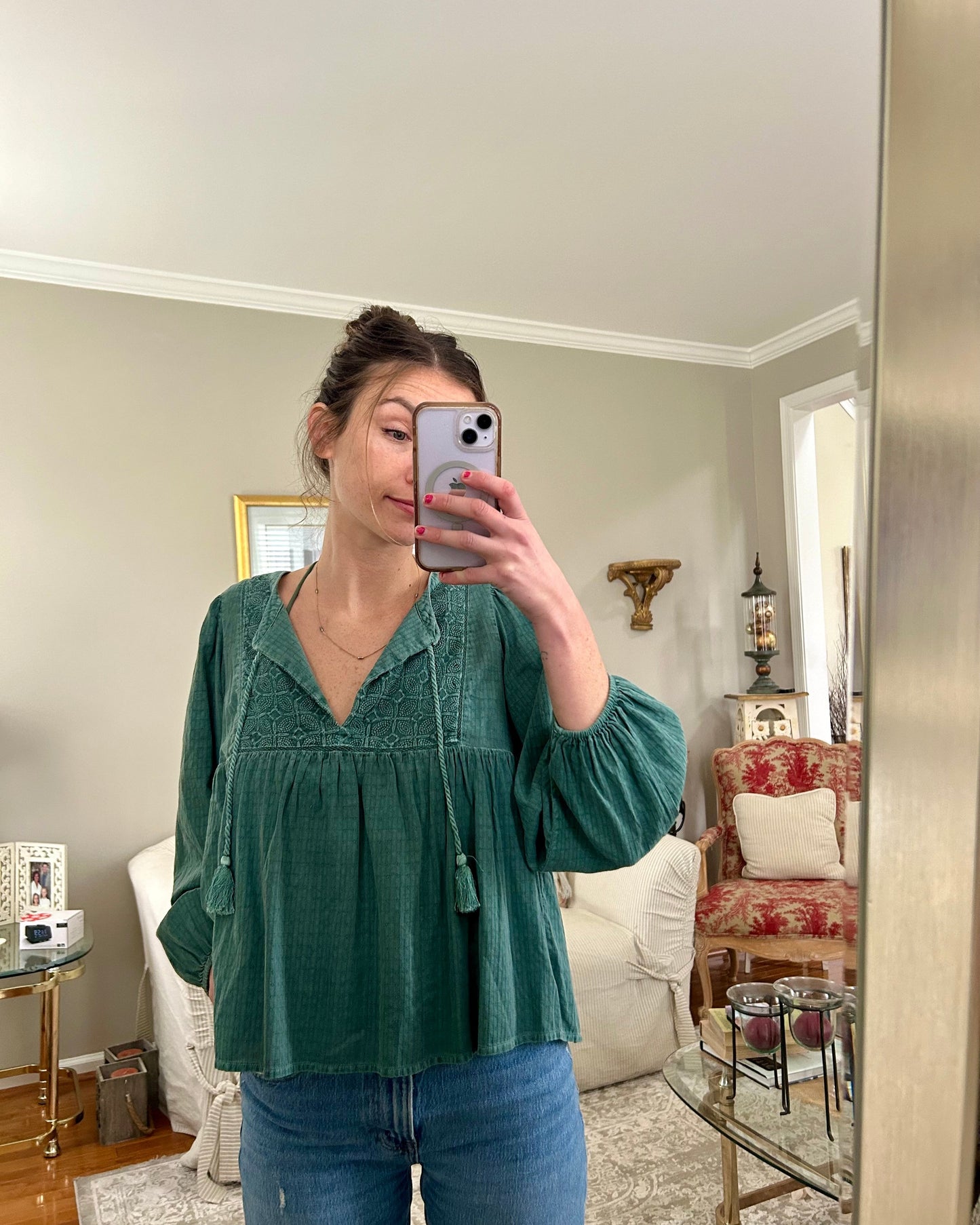 Long Sleeve Smock Blouse