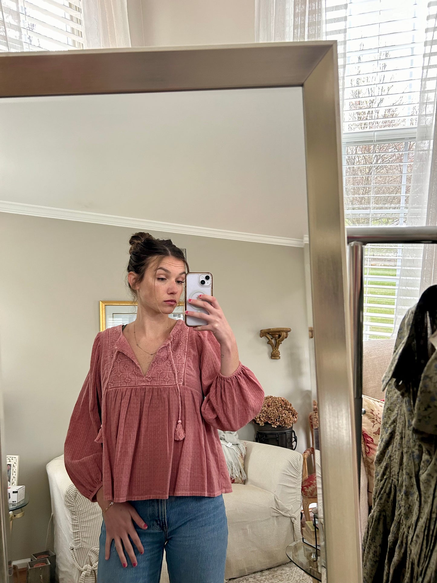 Long Sleeve Smock Blouse
