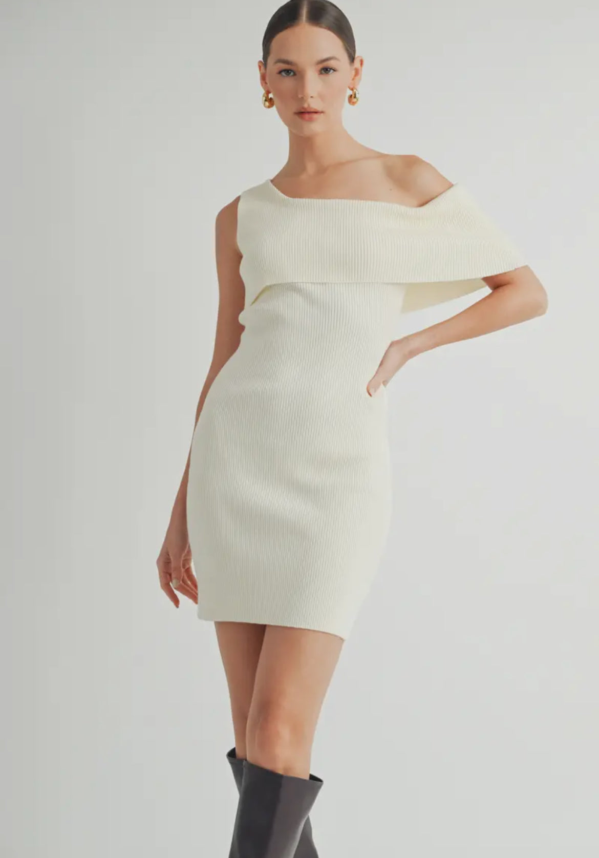 One Shoulder Sweater Dress