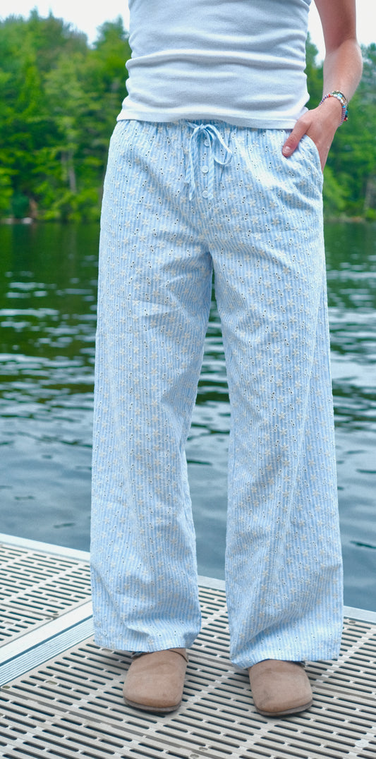 Flower Print Low Rise Pants