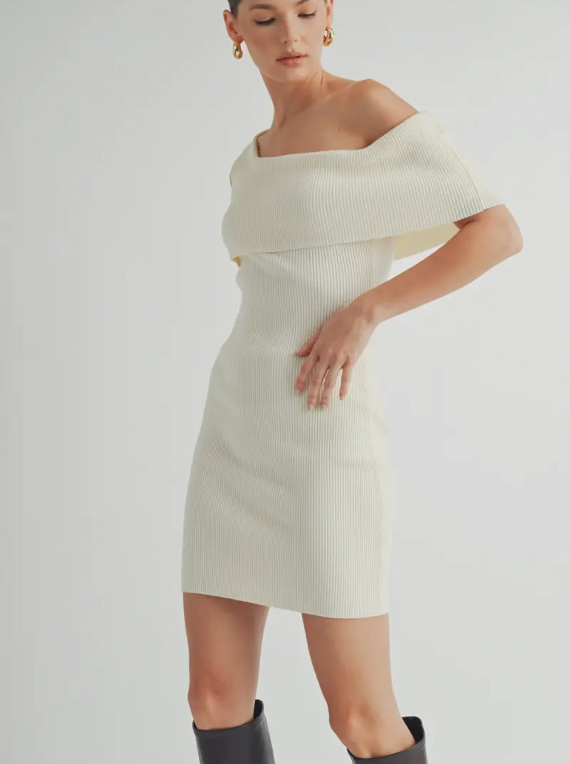 One Shoulder Sweater Dress