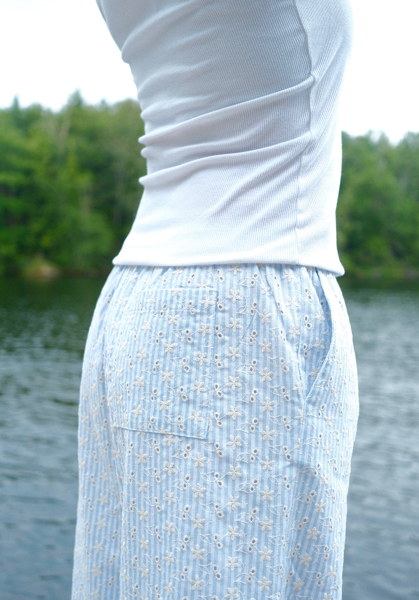 Flower Print Low Rise Pants
